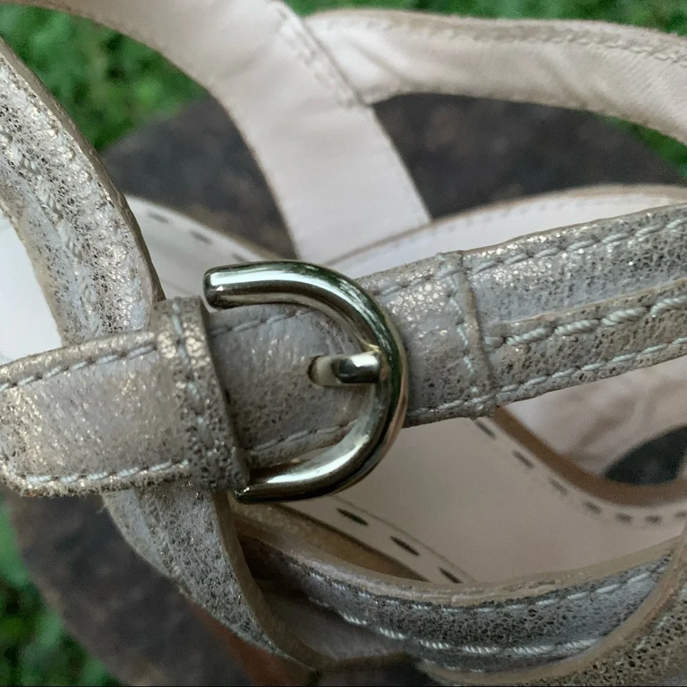 Coach Brynne metallic brushed gold strappy sandals size 7.5 B